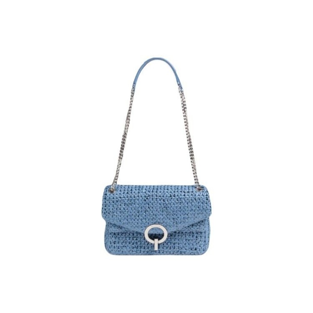 Sandro Blue Woven Silver Chain Shoulder Crossbody Bag Purse FLAWED